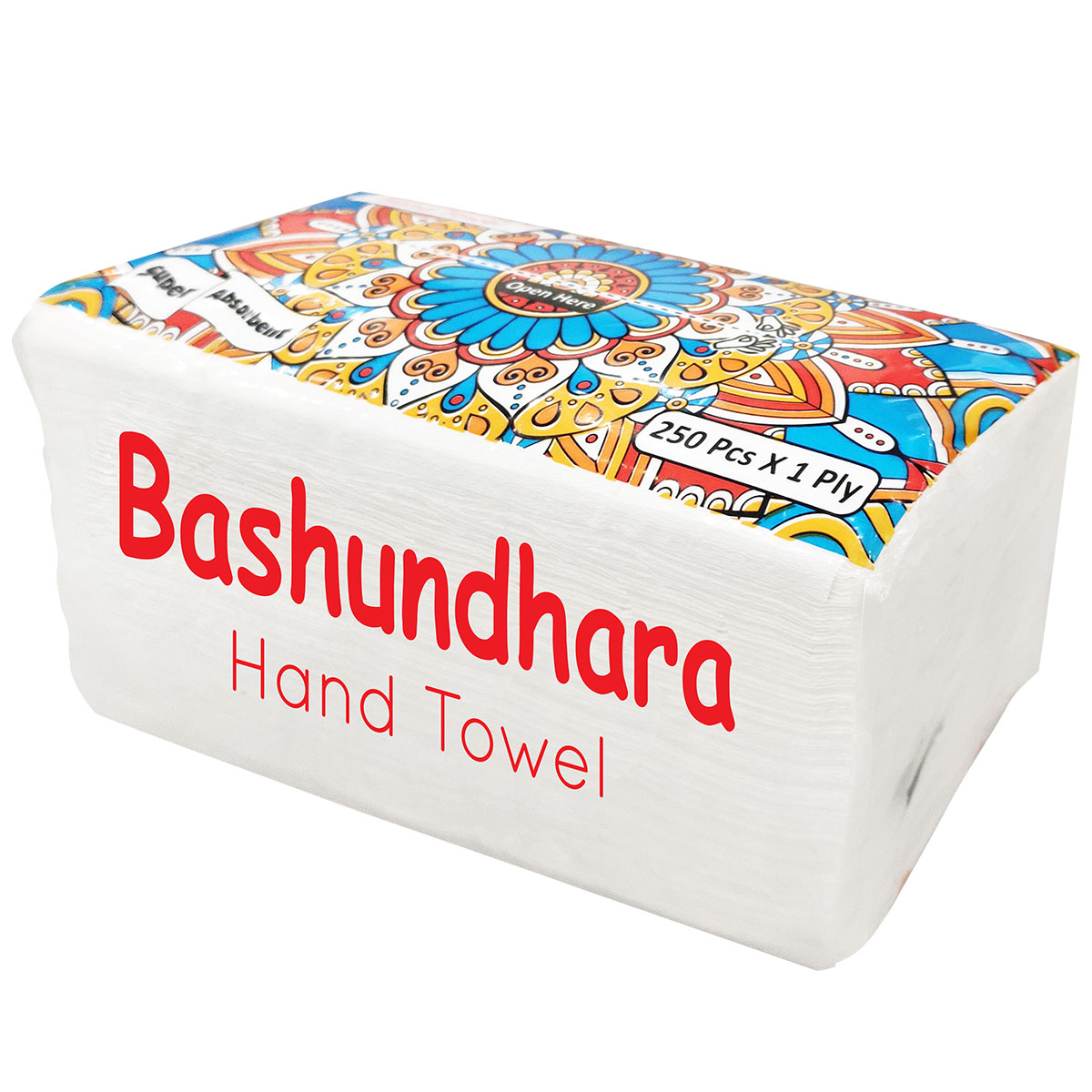 Bashundhara Hand Towel | 250 pcs | White | Virgin Pulp Material | 210 mm x 200 mm Quantity | Non-Perfumed | 378 gm Weight | 250 pcs X 1 ply Per Sheet Size | Hand towel For Home, Office, Restaurants & 