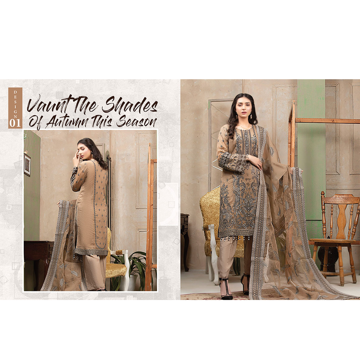 NOOR'S ESTELA Embroidered Chiffon Suits Collection - Per Set - 10 suits