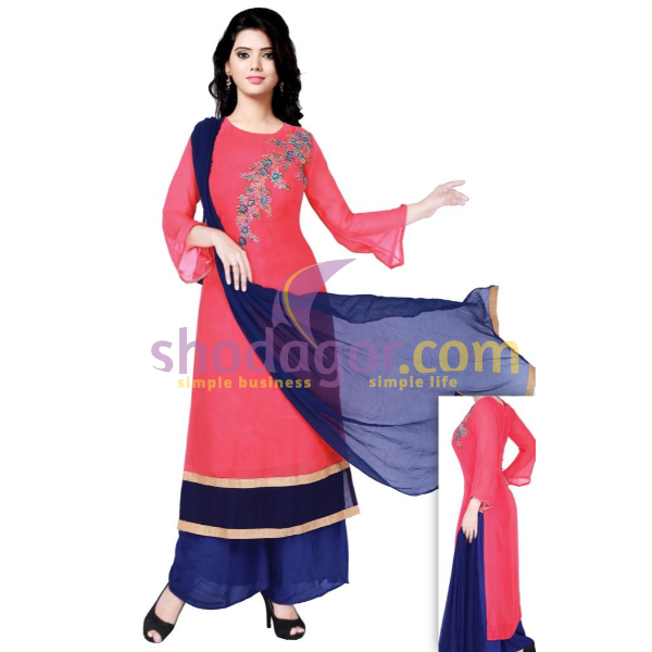 Georgette Embroidery Digital printed modern design three piece with stone and less For Wholesale