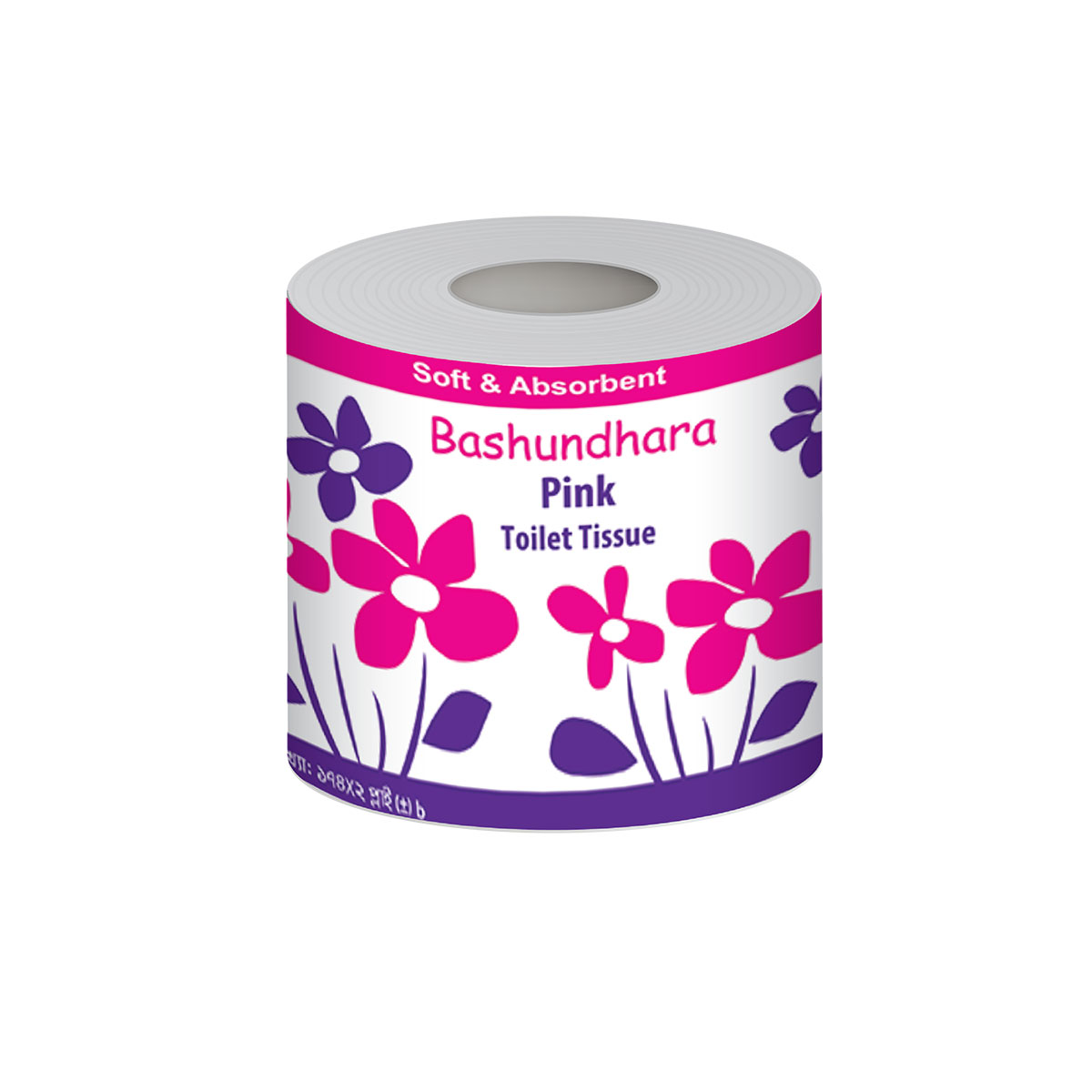 Bashundhara Toilet Tissue | Pink | Recycled Pulp Material | 172 sheets X 2 ply Quantity | Non-Perfumed | 76 gm Weight | 114 mm x 100 mm Per Sheet Size