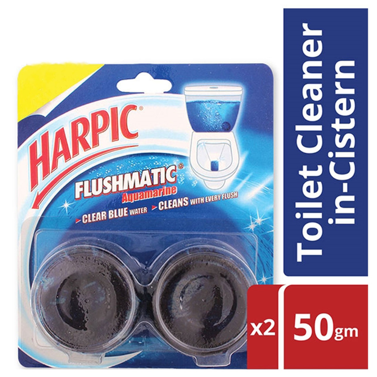 Harpic Flushmatic- In-Cistern Toilet Cleaner (Aquamarine)- Per Case 48 Pieces - (50+50)g