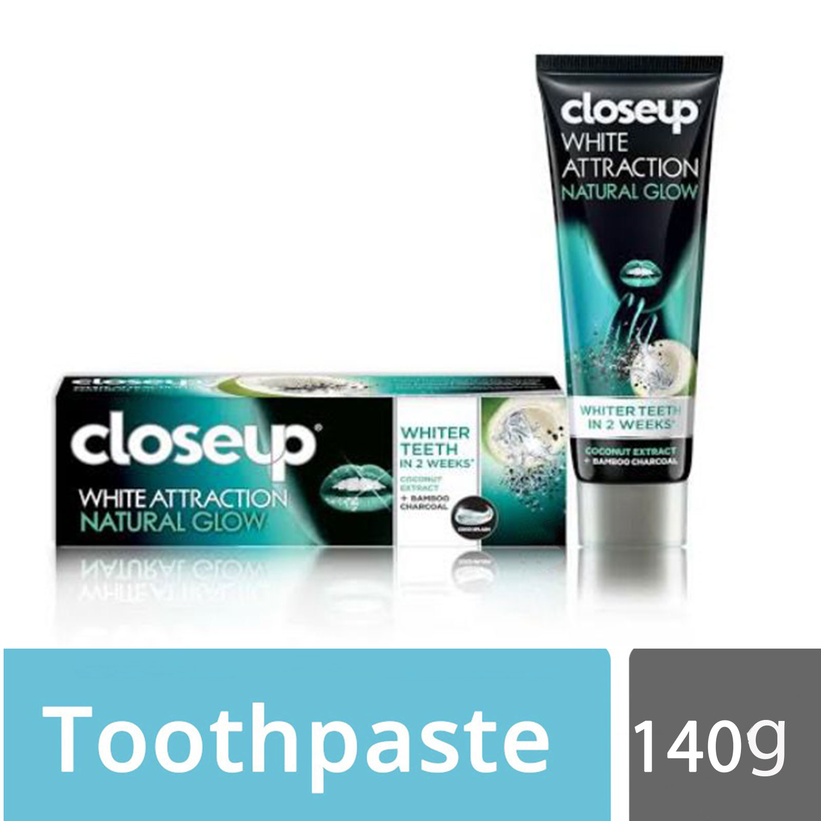 Closeup Toothpaste White Attraction Natural Glow- 140g, With Coconut and Bamboo Charcoal, Per Carton size 36 Piece