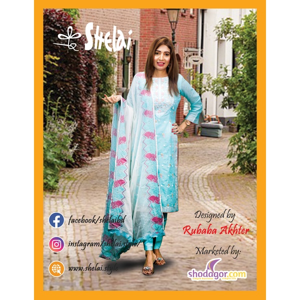 New Arrival Pure Chiffon dupatta Organdi cotton kamiz and all over Embroidery work three piece