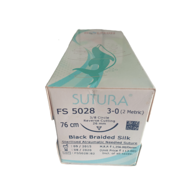 100% Original SUTURA BLACK BRAIDED SILK NONABSORABABLE SURGICAL SUTURE U.S.P (FS5028)
