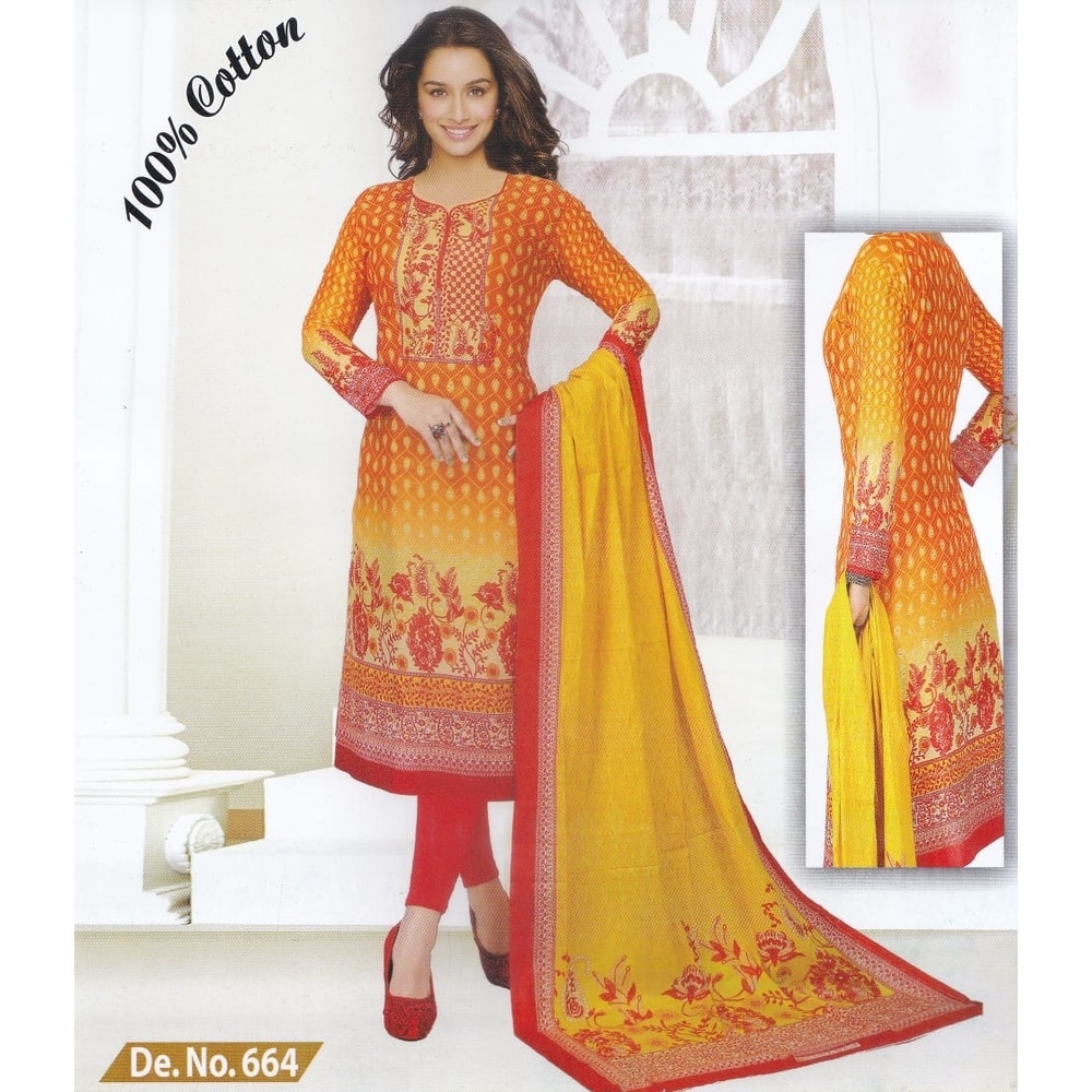 Unstiched Cotton Print Three Piece(Model No- 664)