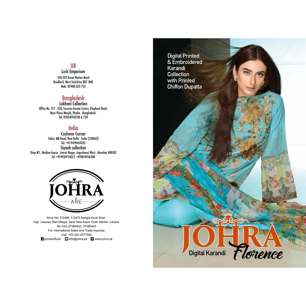 Johra Florence unstitched Three piece Collection