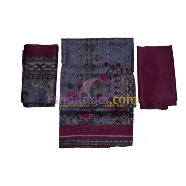 Wholesale 100% Digital Printed Cotton Ferdous Three Pieces for Girls