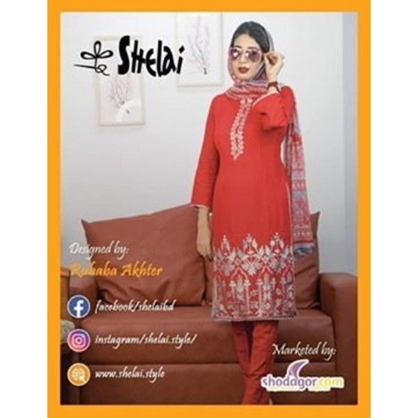 Beautiful Design Silk mixed cotton kamiz Pure Chiffon dupatta three piece