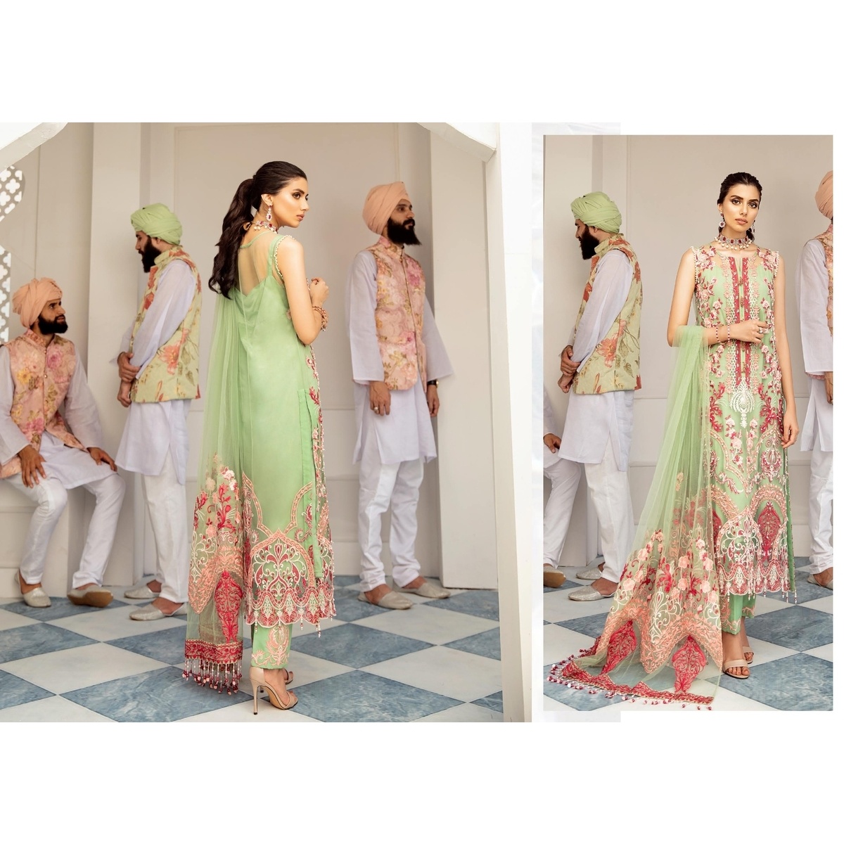 Nureh by Riaz Arts Embroidered Chiffon Unstitched Three Piece Suit Luxury Formal Collection