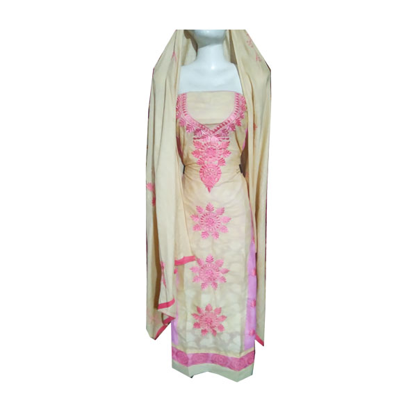 Beautiful embroidery work 100% cotton women three piece