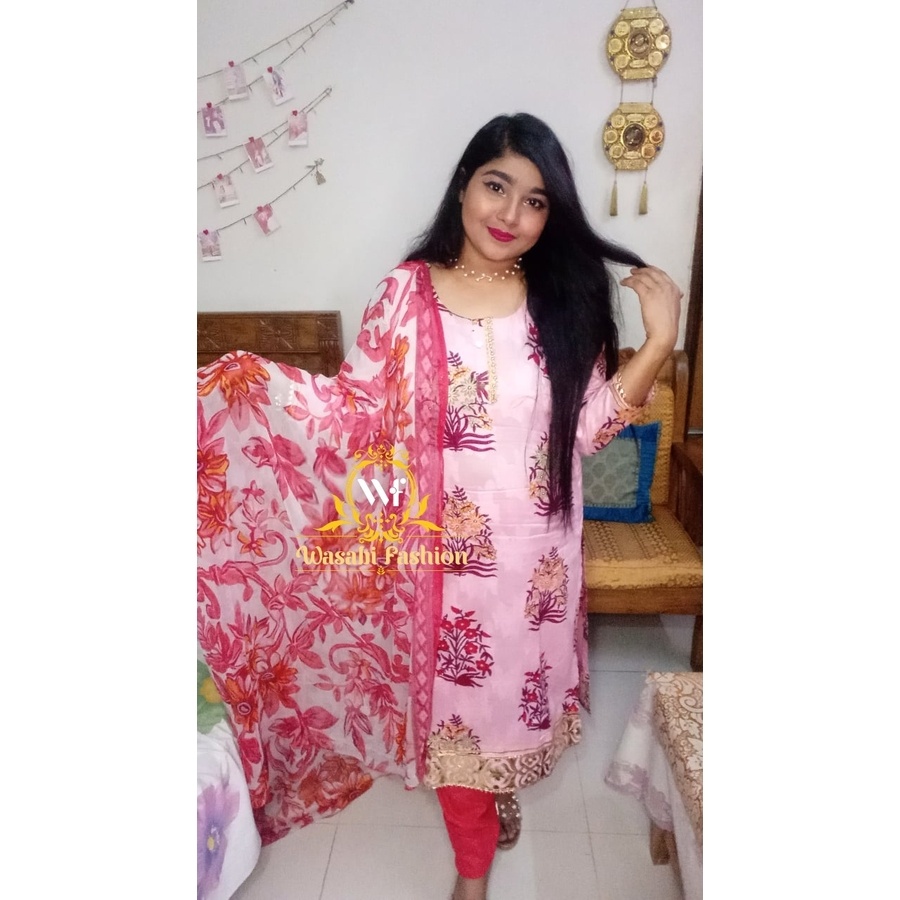 Stylist Dupatta pure shiffon with All over digital print Foil work on sleeve & daman portion