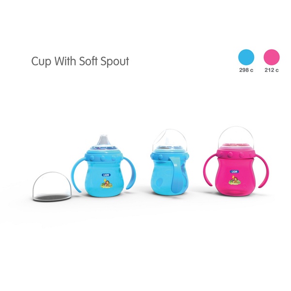 LION SOFT SPOUT DRINKING CUP WITH HANDLE (BPA FREE) 1 PC HEADER CARD