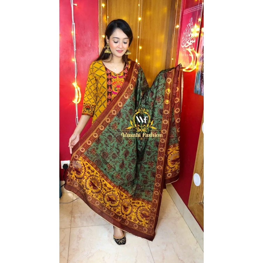 Stylist 100% Cotton Digital Printed Dupatta Handicrafts & Patti Uses Three Piece