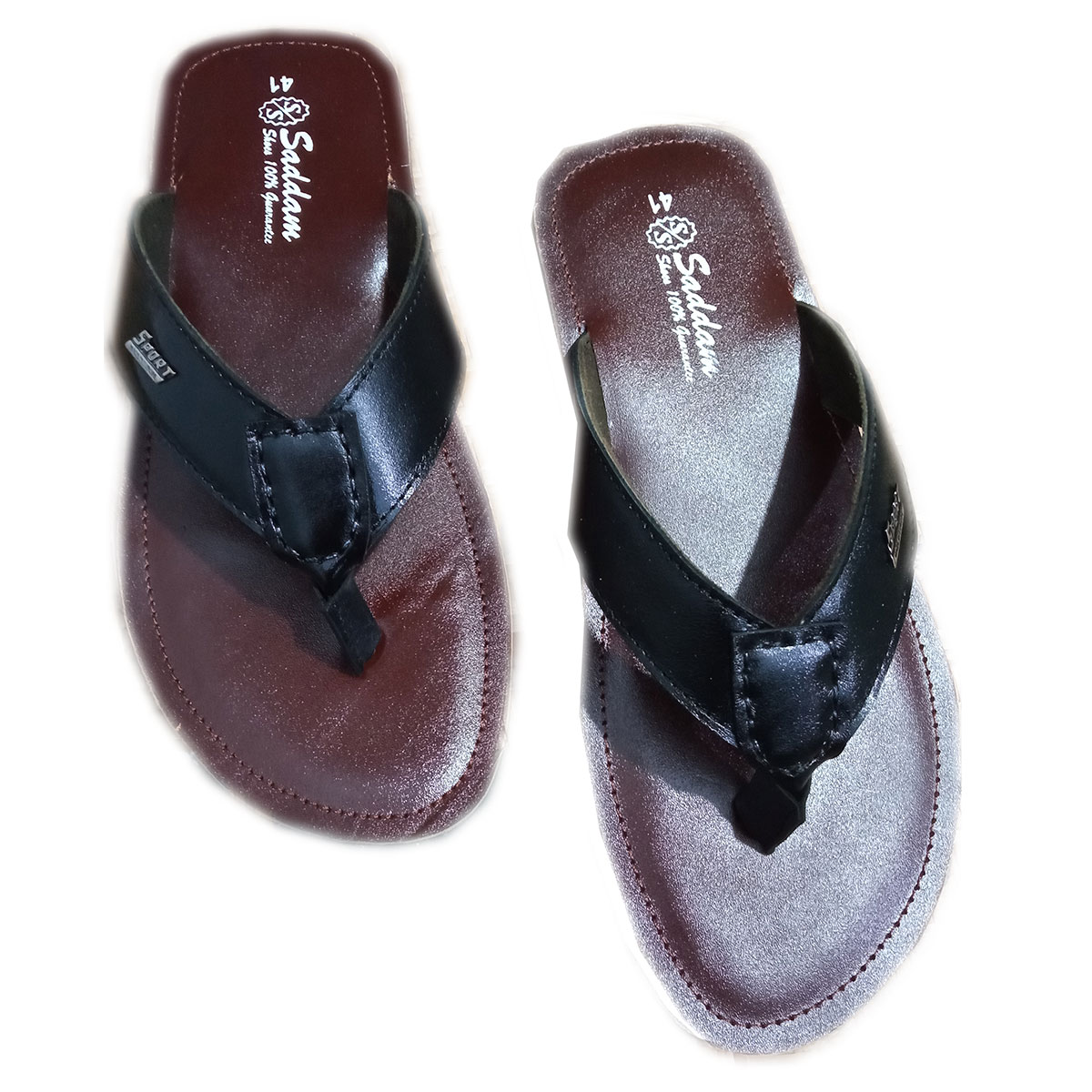 Mens 100% Leather Slipper Sandal Chocolate