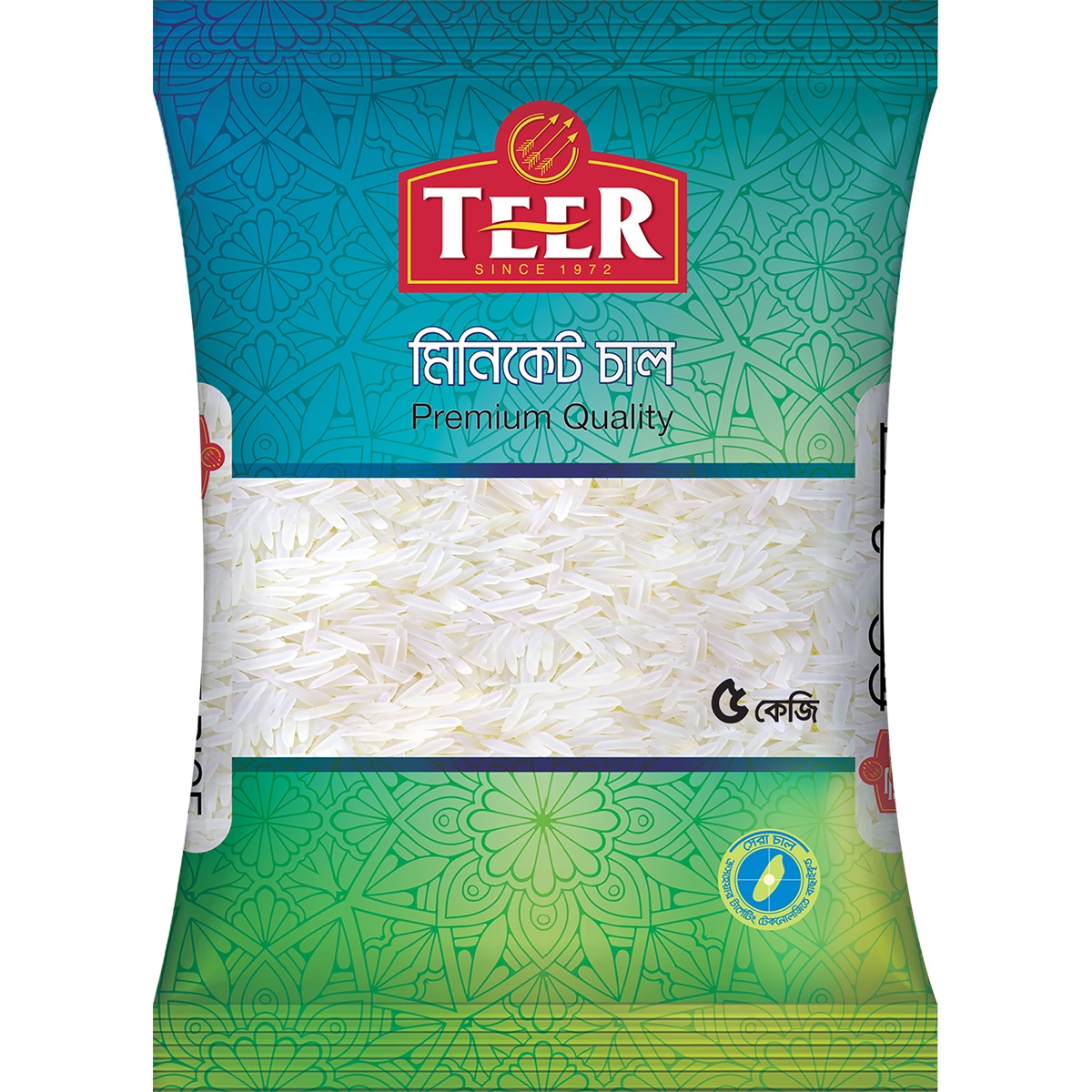 TEER Miniket Rice- Moisturized Compared to Others- Per Carton (08 Packets)- Produced Using Latest Technology- Fresh Hard Texture- 100% Halal- 5kg