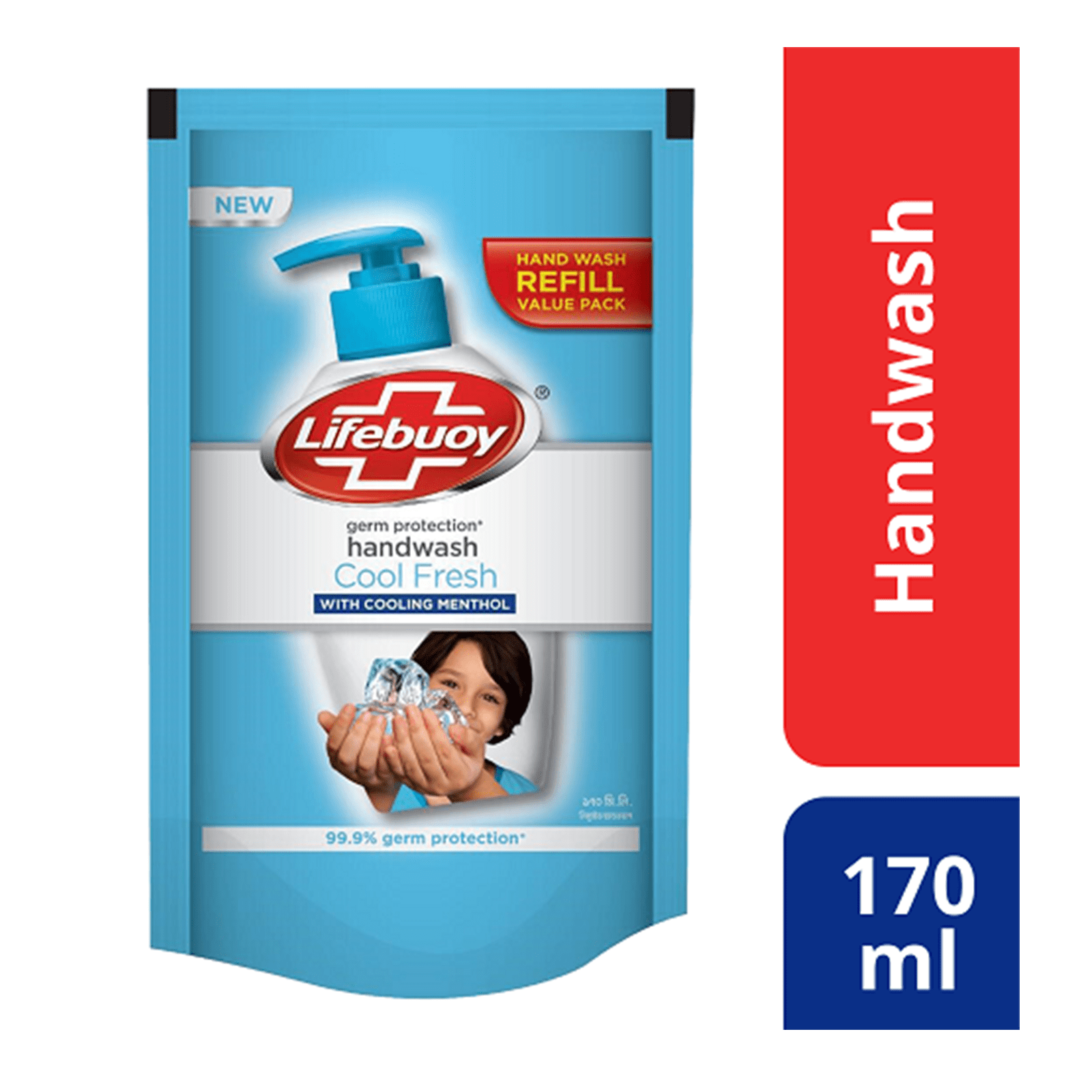 Lifebuoy Handwash Cool Fresh Refill 170ml- With cooling menthol, 99.9% germ protection, Per Carton size 24 Piece