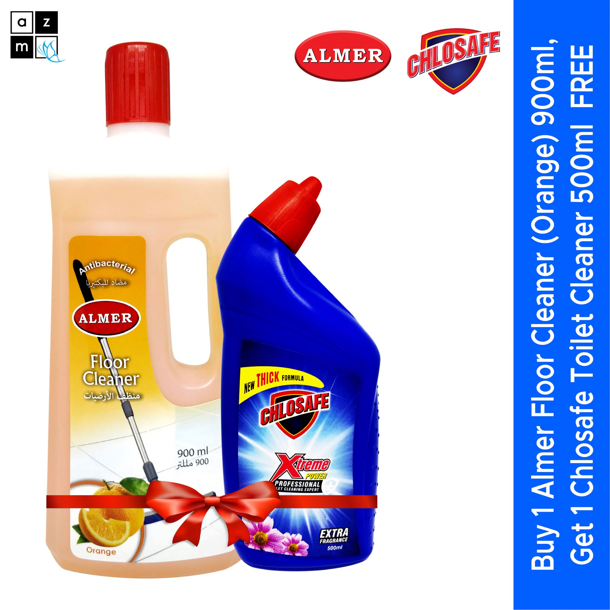 Buy 1 Almer Floor cleaner 900ml, get 1 chlosafe toilet cleaner 500ml free (010)