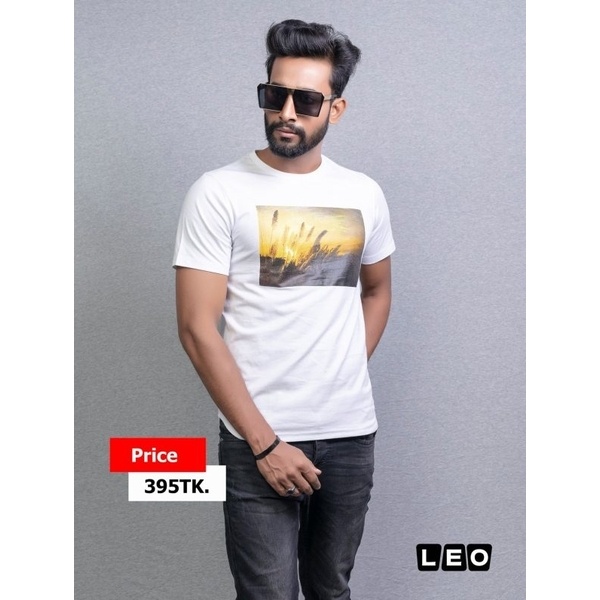 100% Cotton LEO GG2 Short Sleeve Men’s T-Shirt – White Color