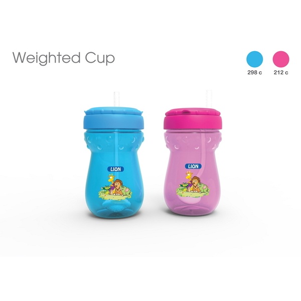LION STRAW WEIGHT DRINKING CUP (BPA FREE) 1 PC HEADER CARD