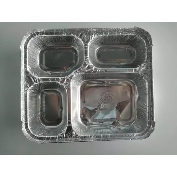Four Chamber Aluminium Foil Box Rectangle Airline Food Preservation Aluminum Foil Container aluminium foil box
