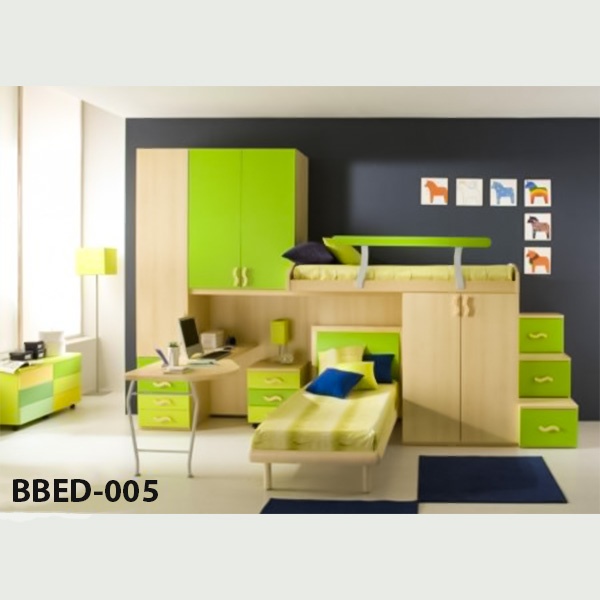 Modern Children Twin over Full Bunk Bed with Desk Model (005)
