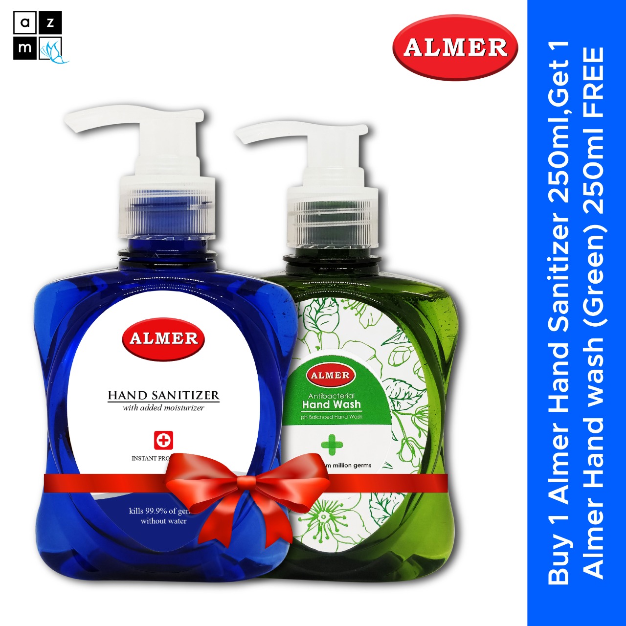 Buy Almer Hand Sanitizer 250ml with Almer Hand Wash(Green) 250ml FREE