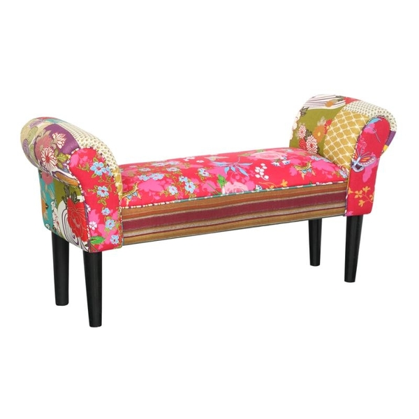 Modern style most popular Colorful patchwork fabric bench long sofa