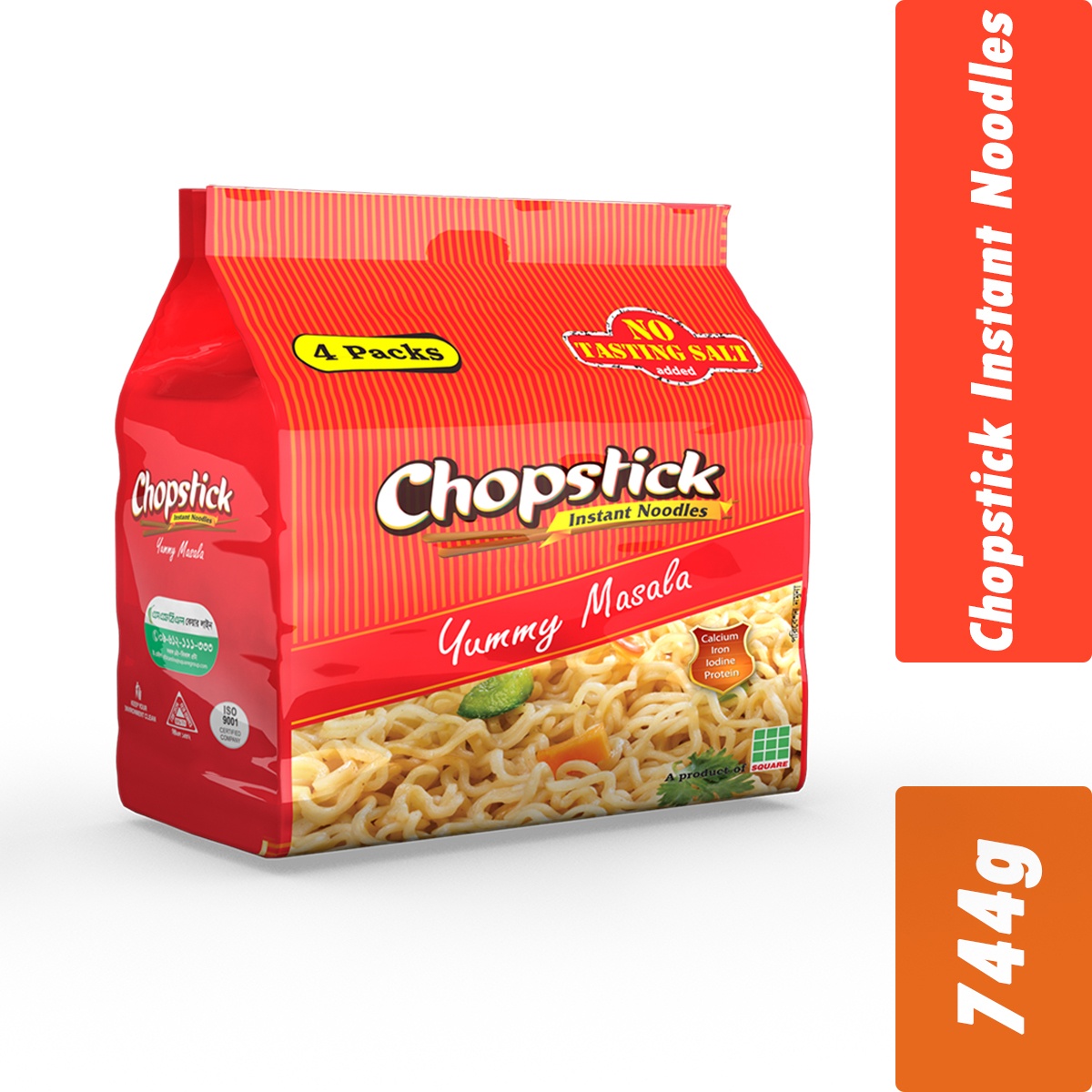 Chopstick- Instant Noodles- Yummy Masala- Per Carton 08 Pieces- 744g