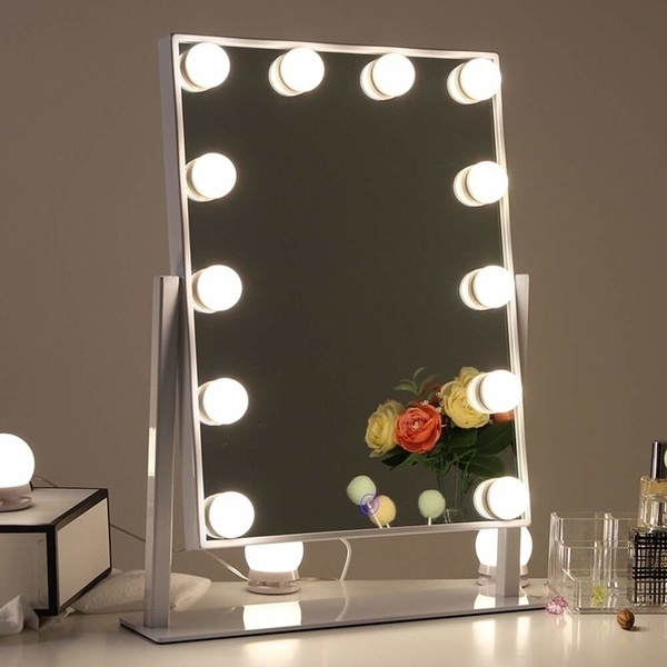 Tabletop Professional Makeup Lighted Mirror With Light 12 LED