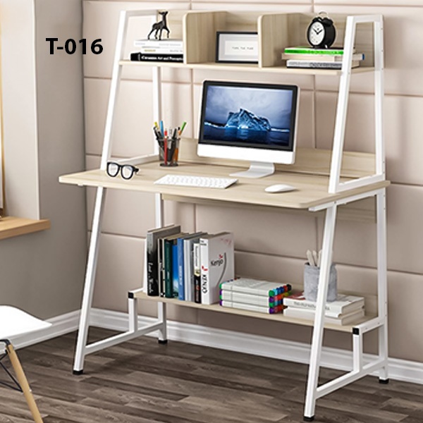 Modern PC Workstation Study Writing and Computer Desk With Shelves Table Model (016)