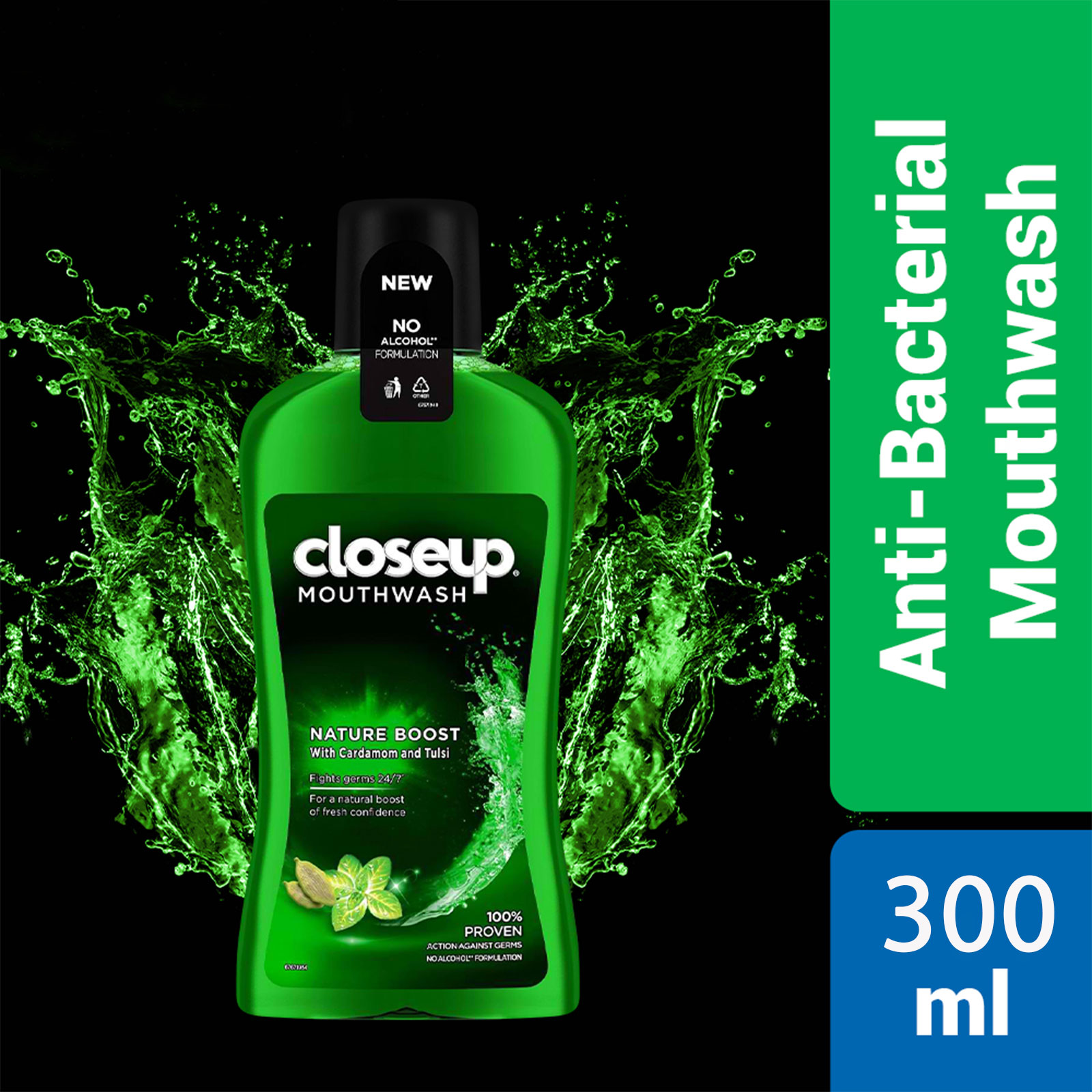 Closeup Anti Bacterial Nature Boost Mouth Wash- 300ml, Per Carton size 12 Piece
