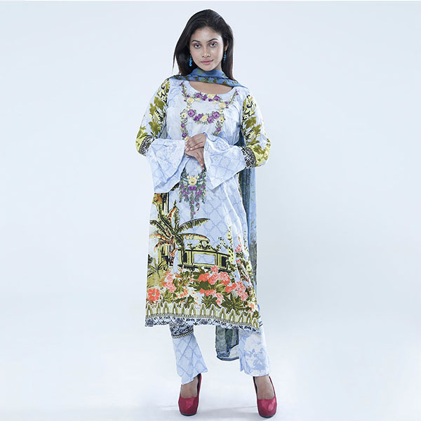 Digital Print Cotton body with Embroidery yok Beautiful 3pc