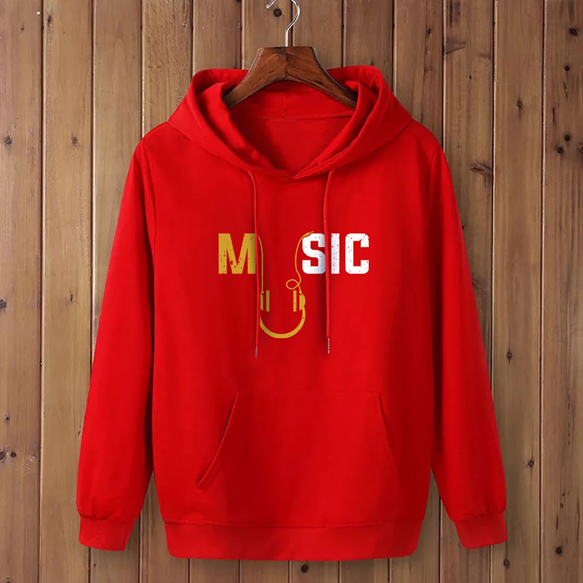 Men's winter hoodie Red- Stylish Winter Hoodie- Cotton+Fleece Fabric- Guaranteed Fabric & Print Color