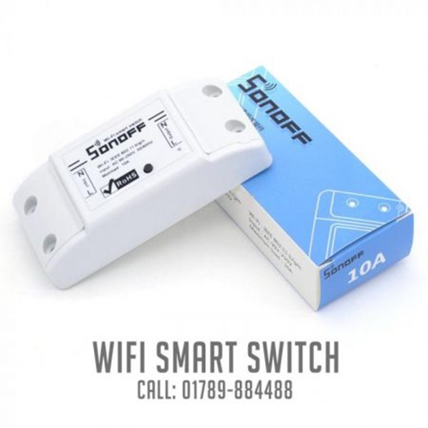 Digital WiFi Switch To Schedule, ON Or OFF Fan, Light, TV, Mobile Charger Control With Smartphone (SONOFF Basic)