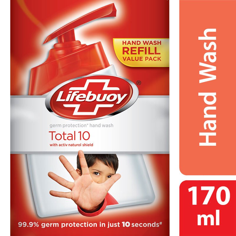 Lifebuoy Handwash Total Refill Pack 170ml, 99.9% germ protection, Per Carton size 24 Piece