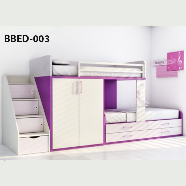 Modern Children Twin over Full Bunk Bed with Desk Model (003)