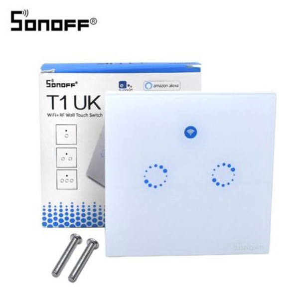 Digital Sonoff T1 UK Smart WiFi RF APP Touch Control Wall Light Switch (2 Gang)