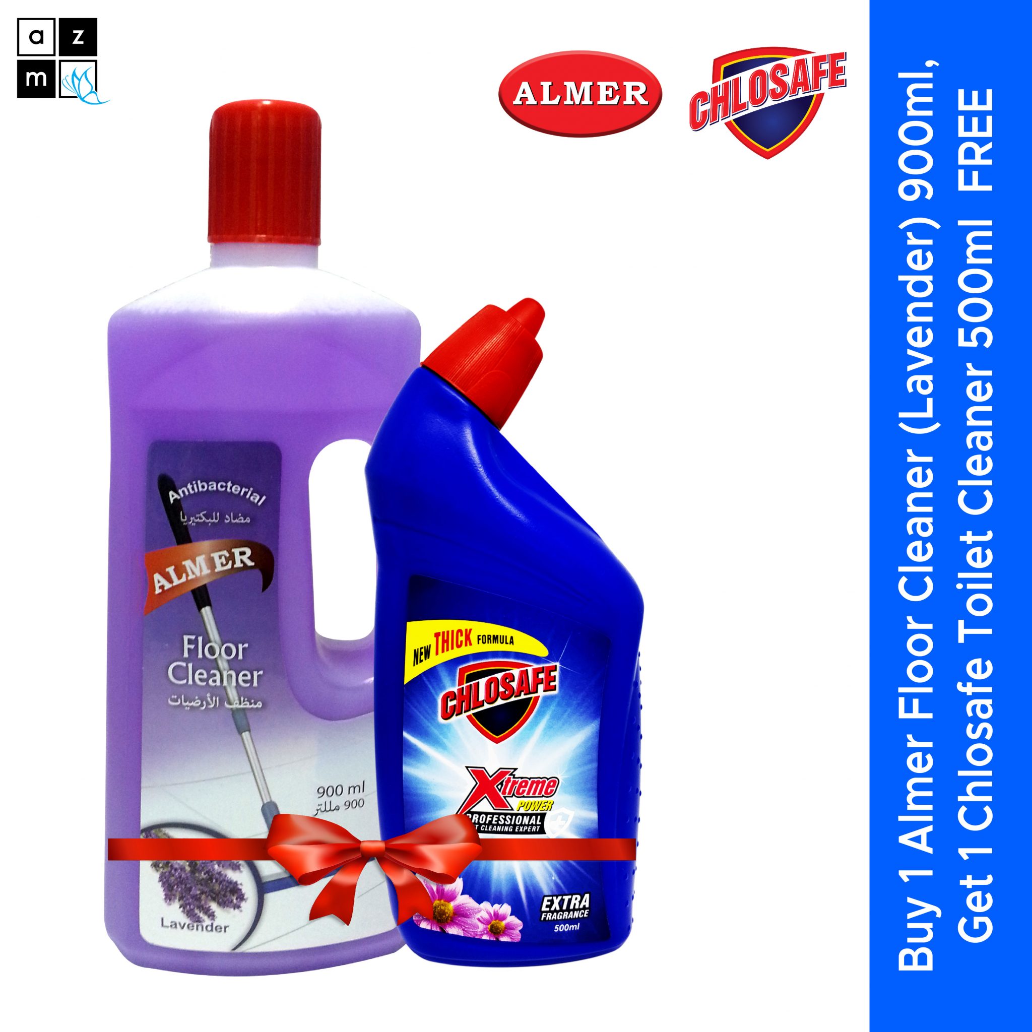 ALMER Floor Cleaner 900ml with FREE Chlosafe Toilet Cleaner 500ml