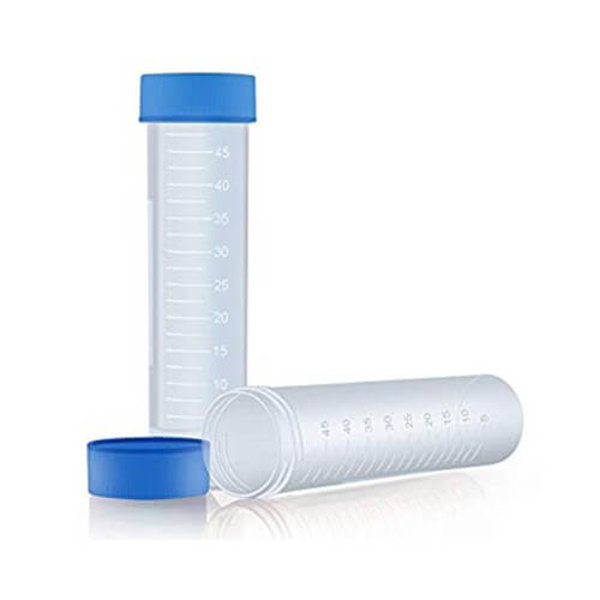 50 ml Plastic Sample Test Tube with Screw Cap and Scale