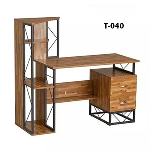 Desktop Computer Desk with Corner Bookshelf Model (040)