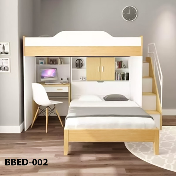 High-Quality Twin over Full Bunk Bed with Desk Model (002)