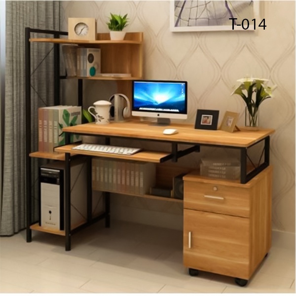 High-Quality materials Desktop computer desk simple desk with Drawer PC Workstation Study Writing With Shelves Model (014)