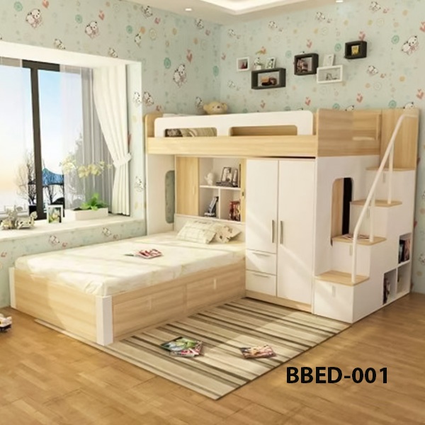 High-Quality Children Twin over Full Bunk Bed with Desk Model (001)