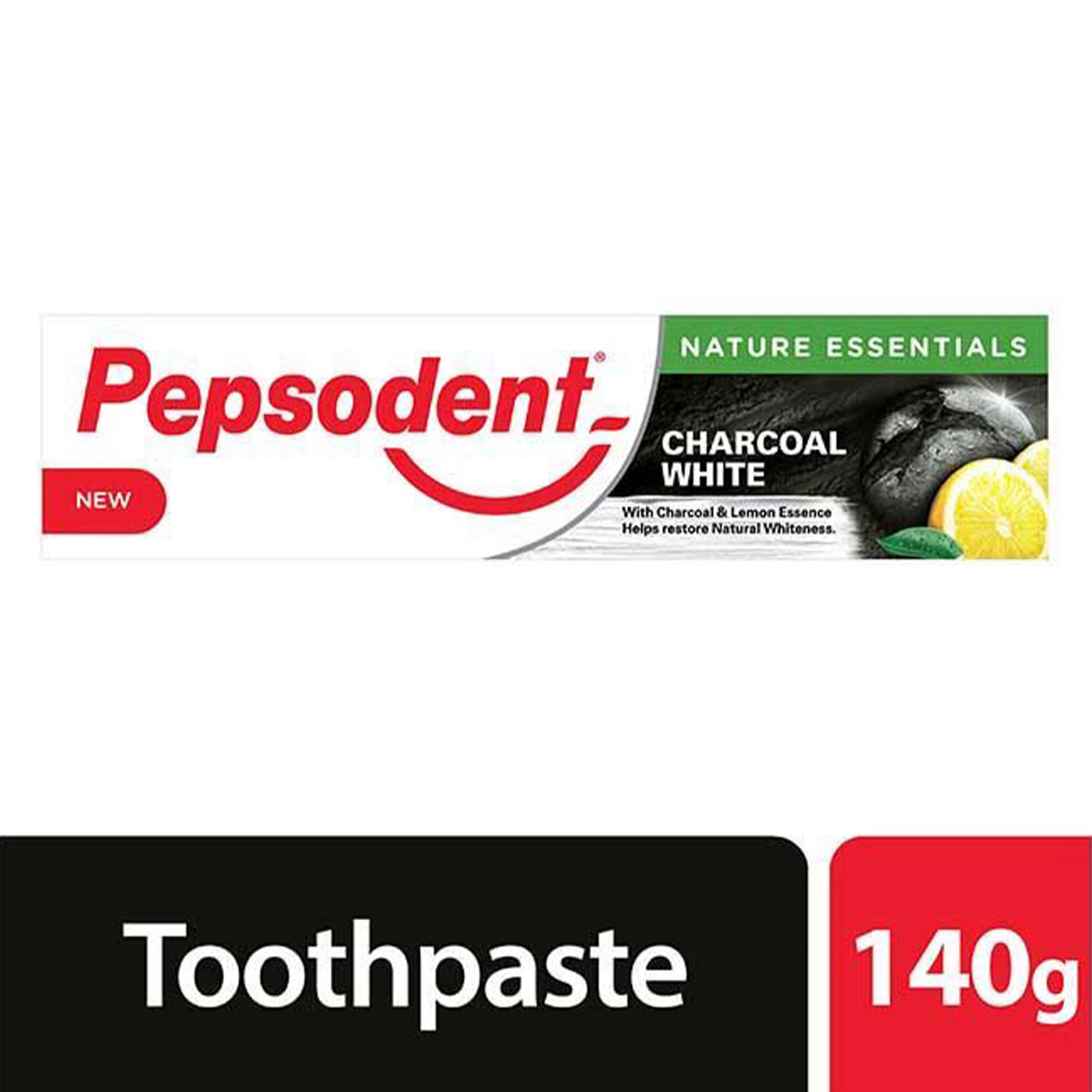 Pepsodent Toothpaste Charcoal White- 140g, Contains the Essence of Lemon, Per Carton size 36 Piece