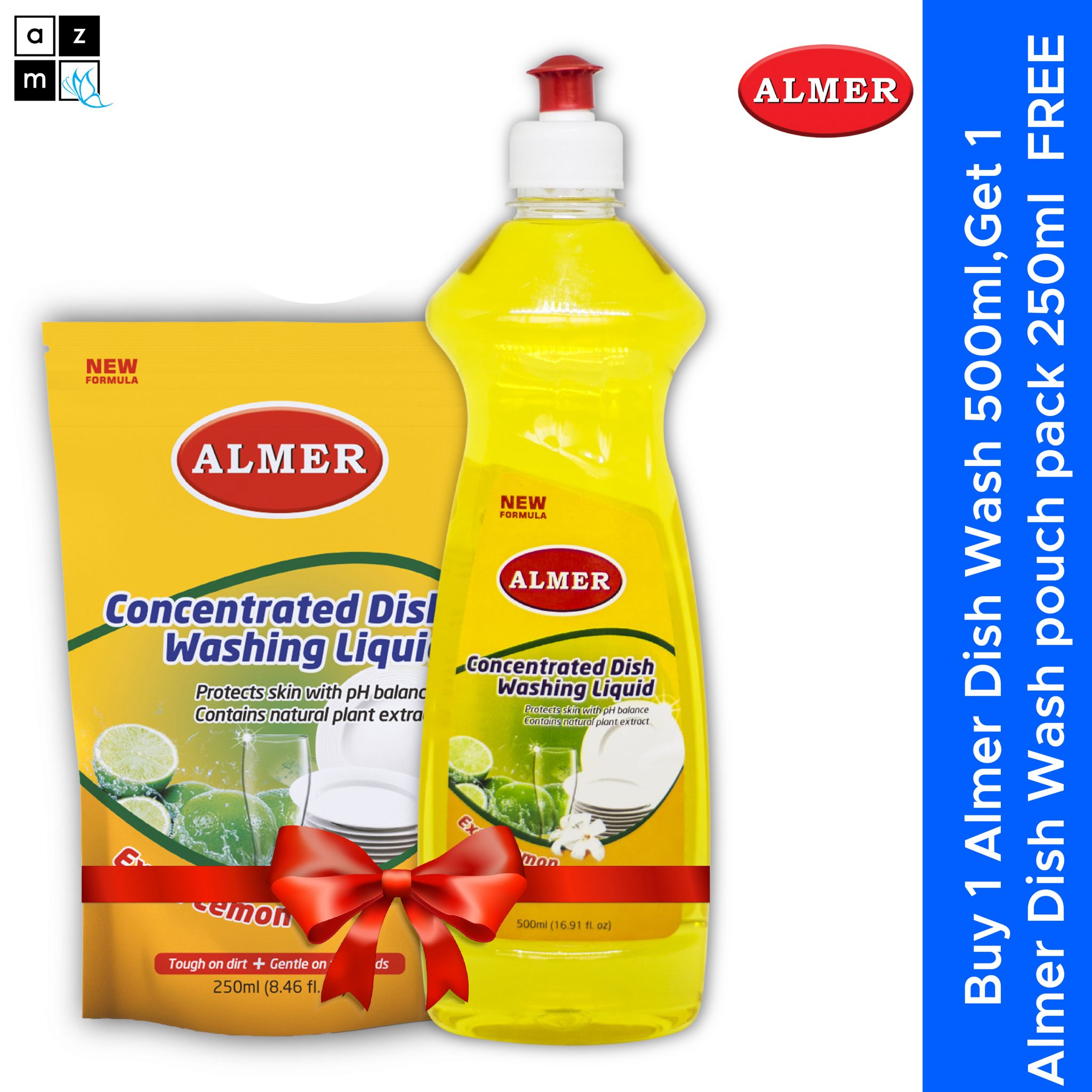 ALMER Liquid Dish wash 500ml with FREE 250ml Pouch
