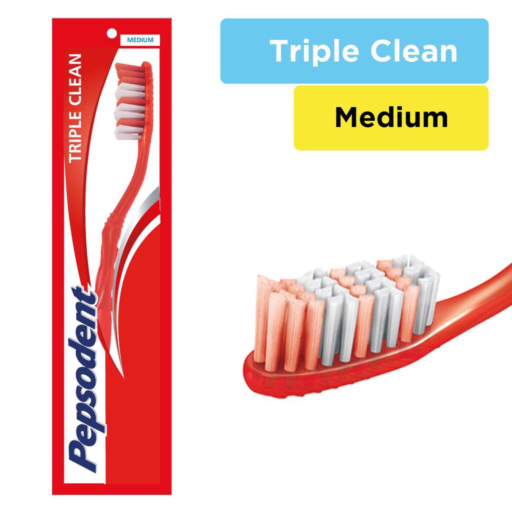 Pepsodent Toothbrush Triple Clean Medium, Per Carton size 72 Piece