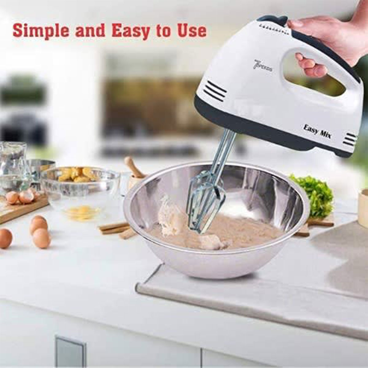 Scarlett Electric Egg Beater and Mixer for Cake Cream White