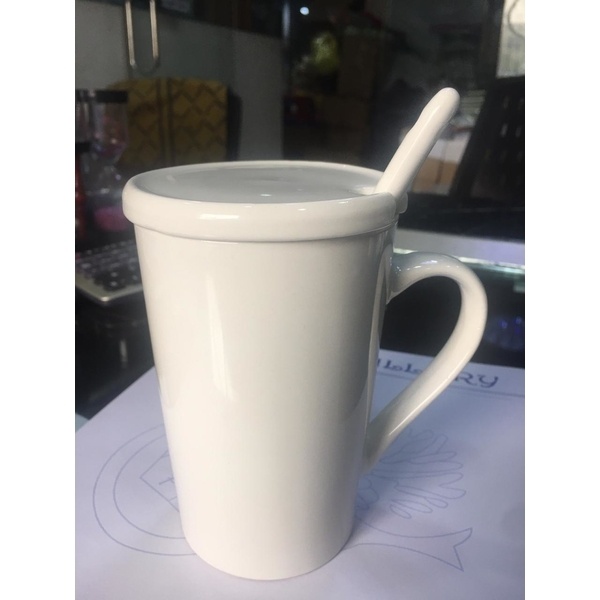 Ceramic mug with lid & spoon