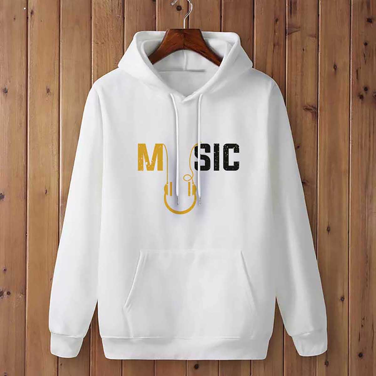 Men's winter hoodie- Stylish Winter Hoodie White- Cotton+Fleece Fabric- Guaranteed Fabric & Print Color