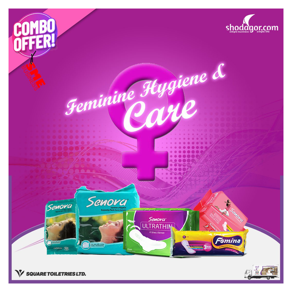 SME Women's Care Combo Set ( Senor pads, Napkin belt pads, Napkin Eco. belt pads, Ultra thin pads)